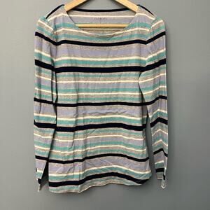 Talbots Blue and Gray Striped Top